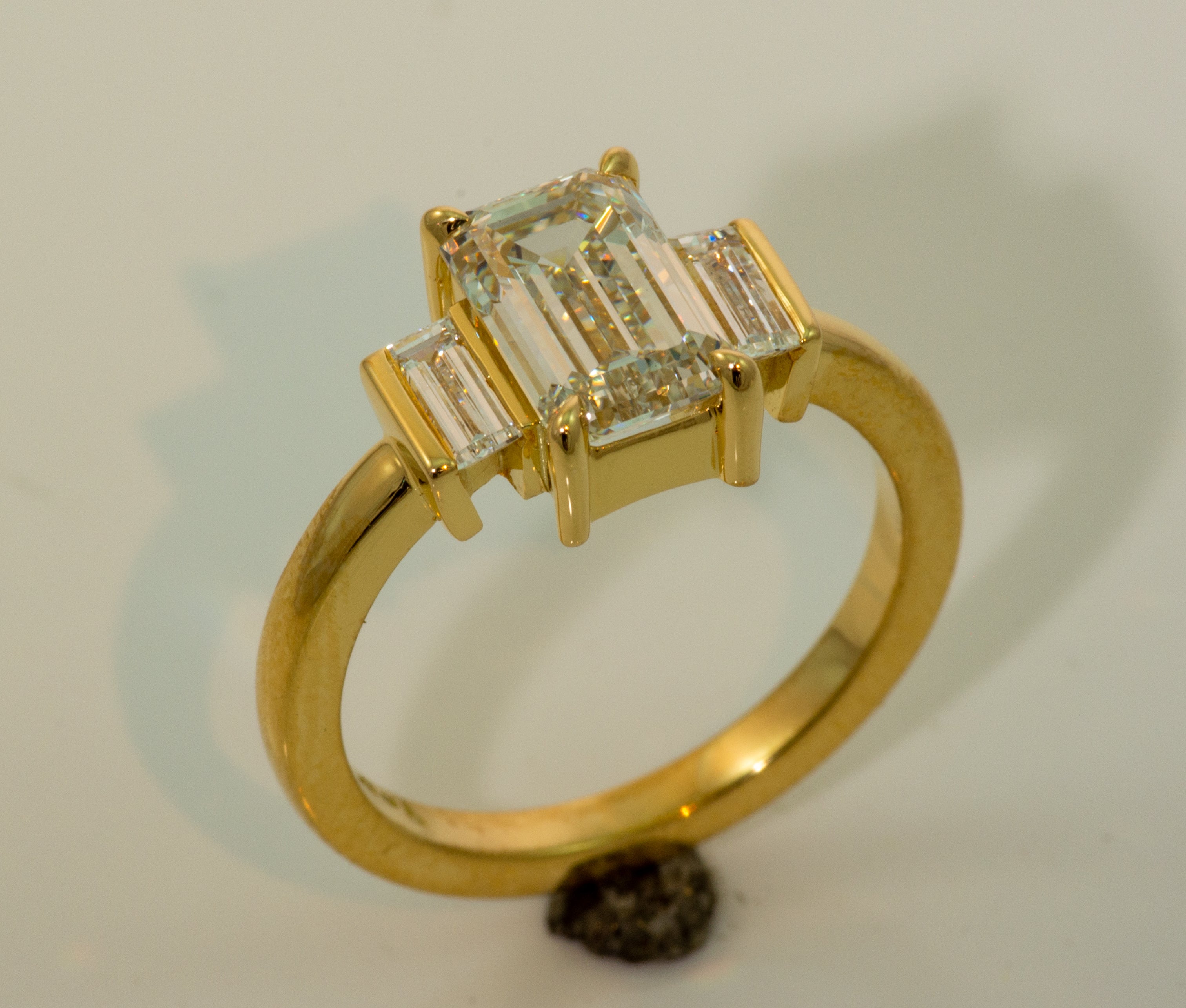 2 Carat Emerald Cut Lab-Grown Diamond Three-Stone Engagement Ring