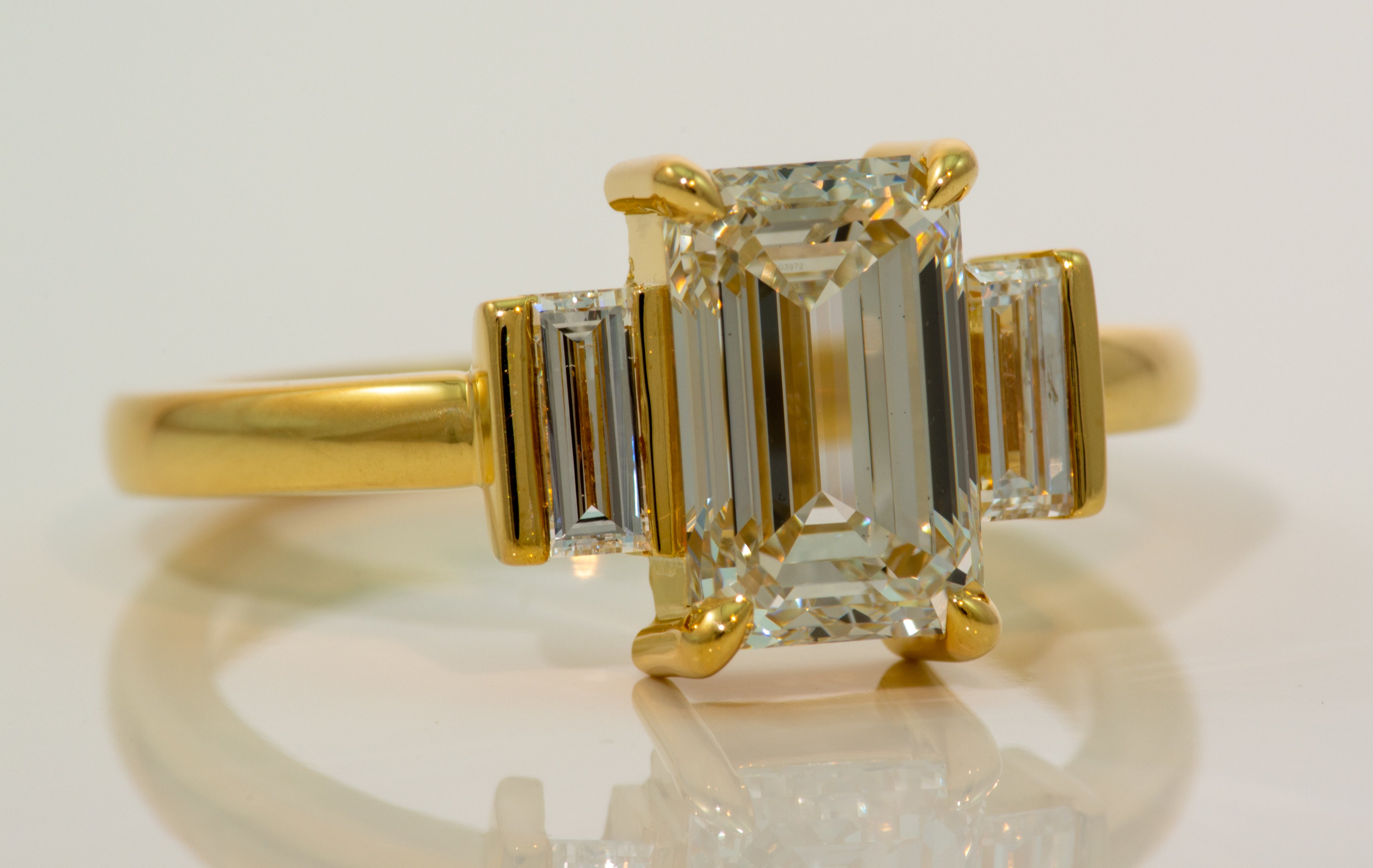 2 Carat Emerald Cut Lab-Grown Diamond Three-Stone Engagement Ring