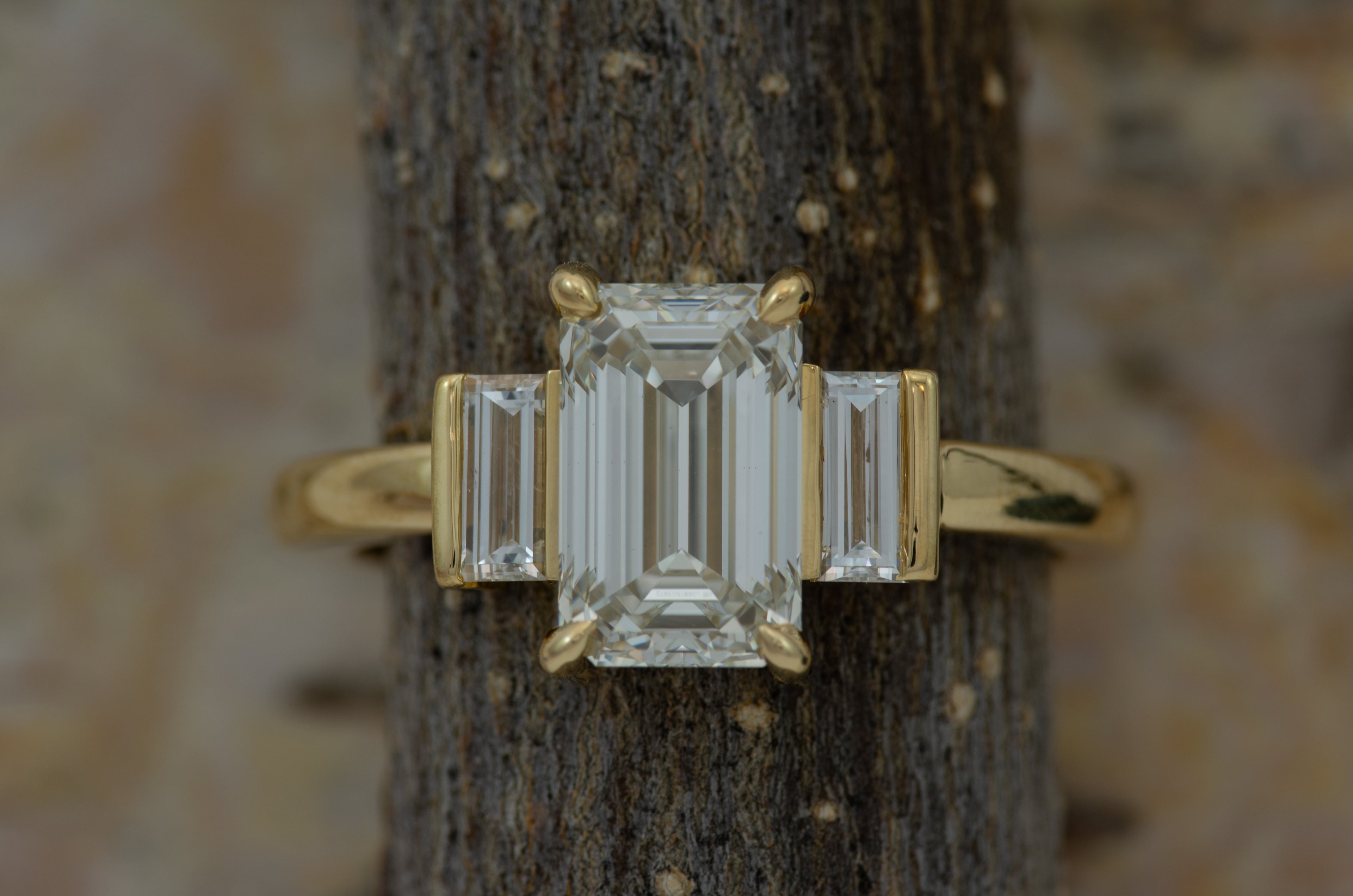 2 Carat Emerald Cut Lab-Grown Diamond Three-Stone Engagement Ring