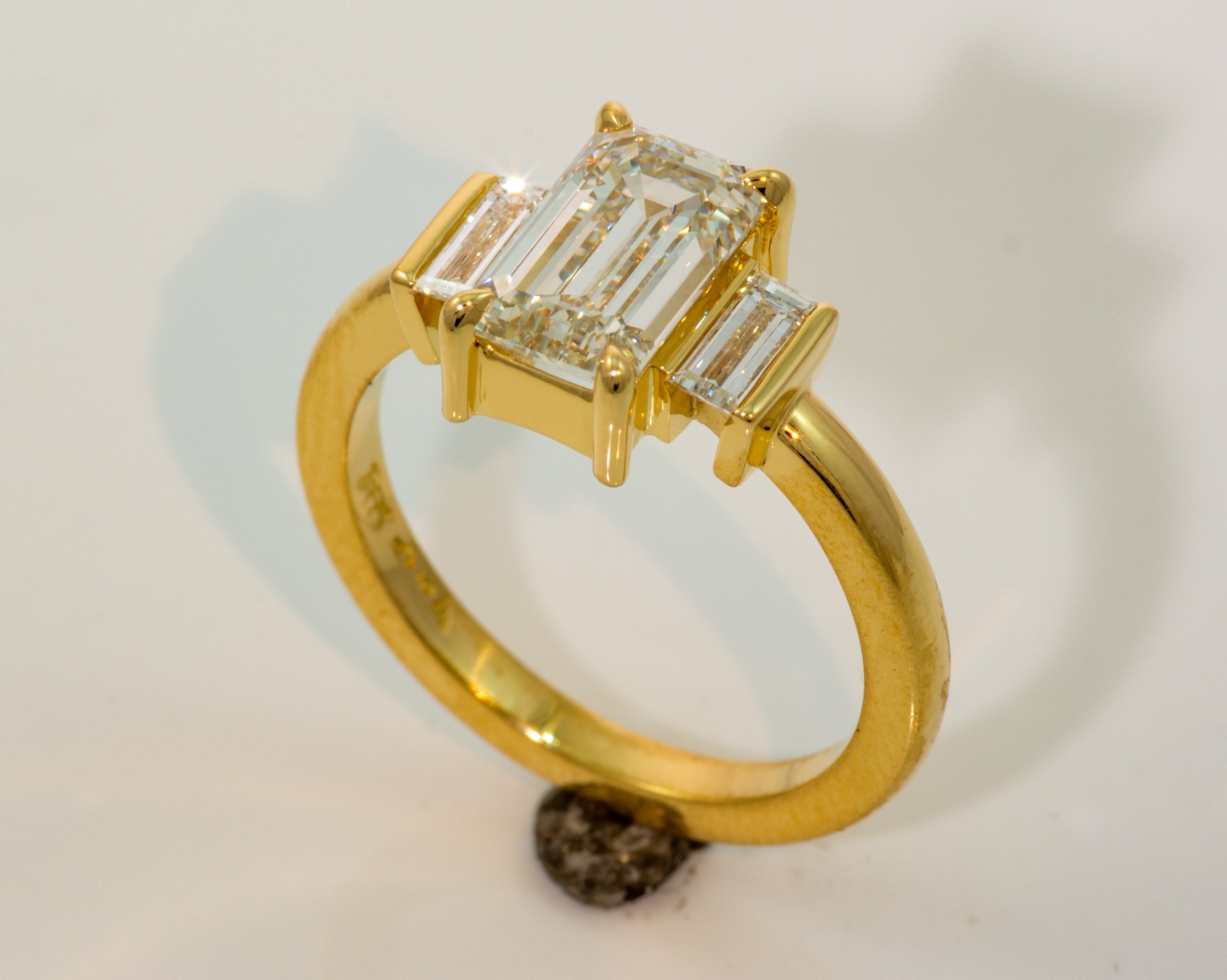 2 Carat Emerald Cut Lab-Grown Diamond Three-Stone Engagement Ring